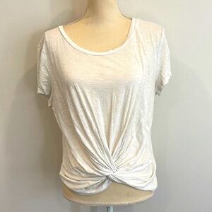 Aqua Inverted Knotted White Tee